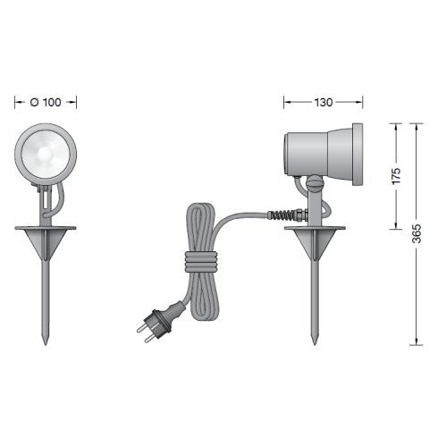 85282K3 LED floodlight with earth spike, graphite