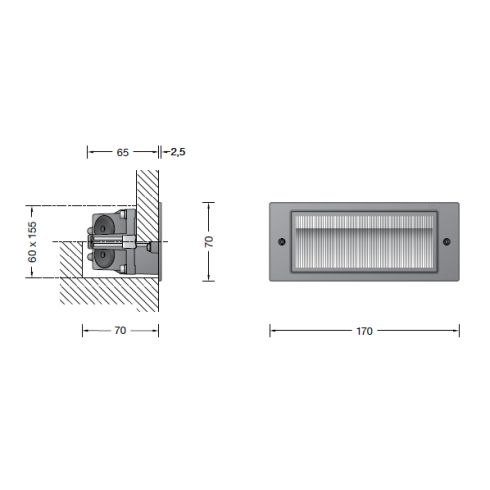 33023AK3 Recessed LED wall luminaire, silver