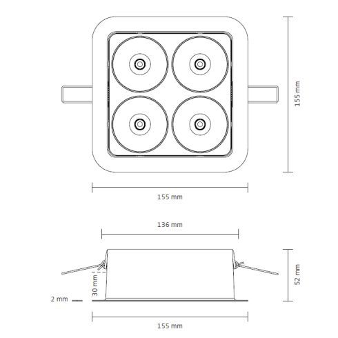 Q Four IN 40° 3000K Recessed ceiling luminaire, black