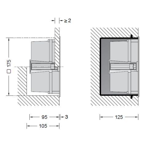 24207A Recessed LED wall luminaire, silver