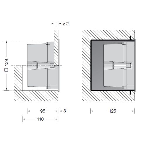 24206A Recessed LED wall luminaire, silver